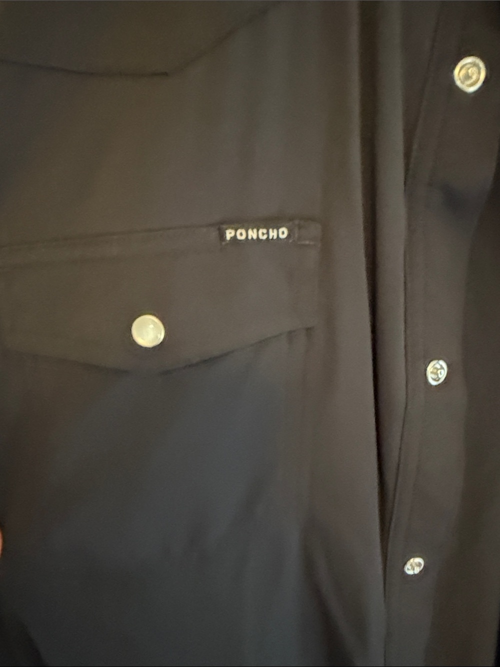 Poncho Men's Black Button-Up Shirt - Picture 3 of 4